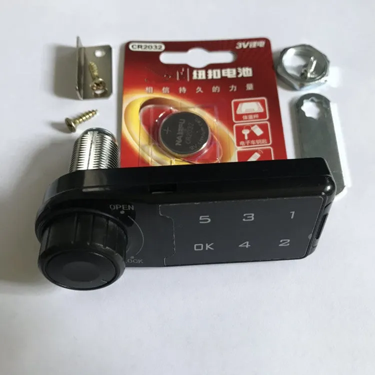 Home electronic cabinet lock in silver metal finish with screw mechanism and lock body, suitable for wooden and metal cabinets