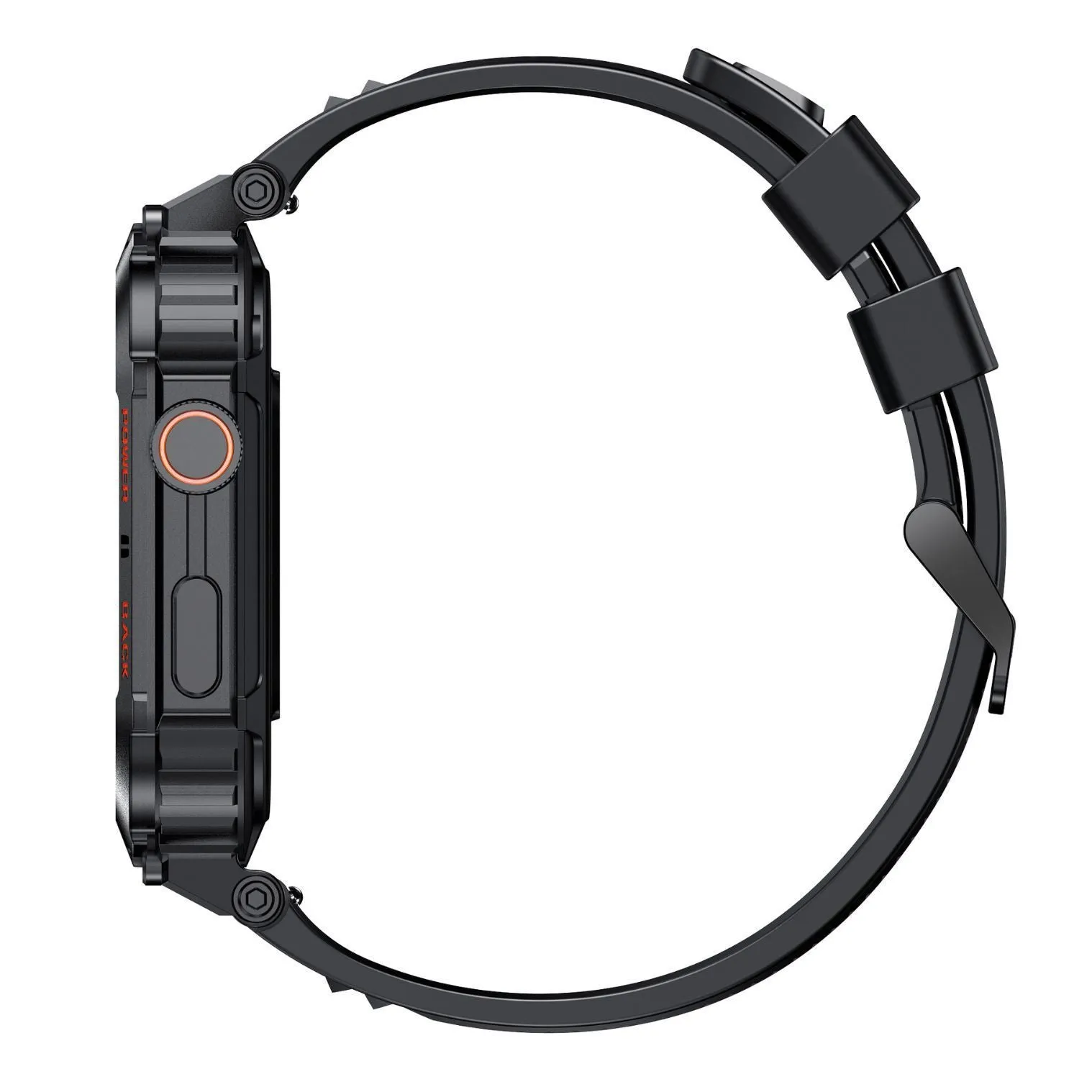 K57PRO Bluetooth Smartwatch in Black showing TFT screen with touch button interface