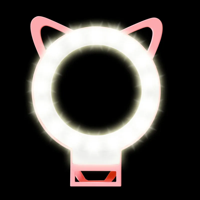 USB LED ring light selfie lamp for iPhone and Samsung smartphones, white colour, ABS construction