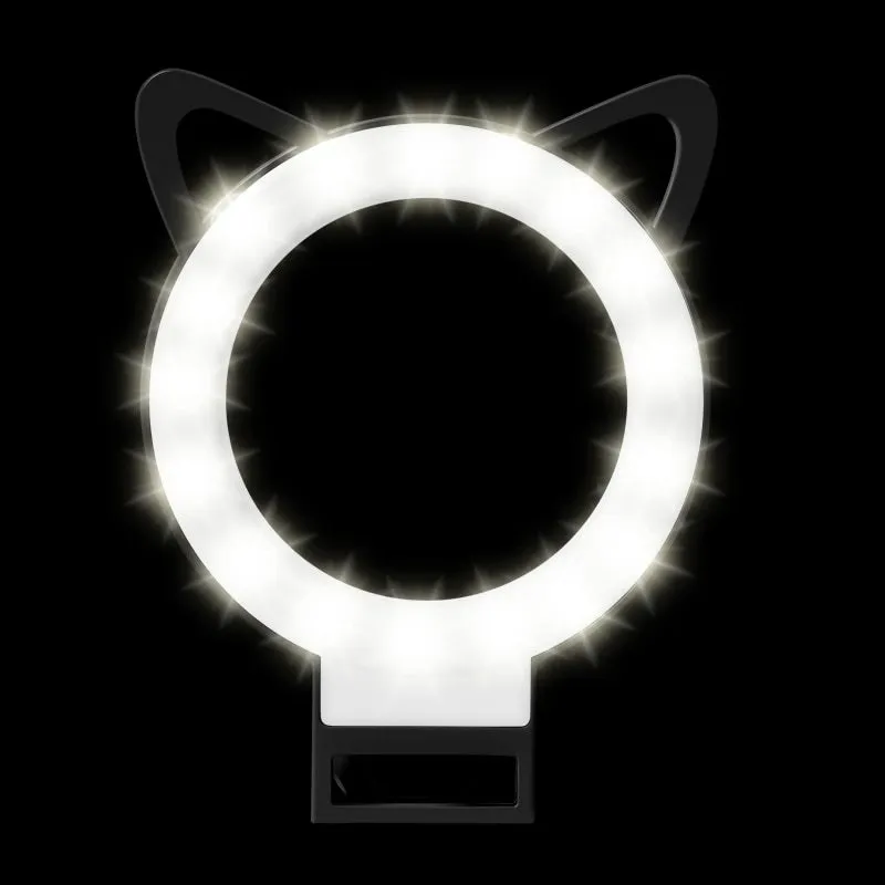 USB LED ring light selfie lamp for iPhone and Samsung smartphones, white colour, ABS construction