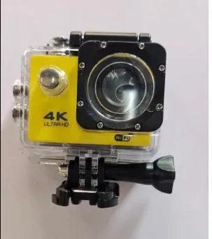4K Sports DV Mini Waterproof Camera in ABS plastic, available in Rose Red, White, Yellow, compact 42x60x30mm design