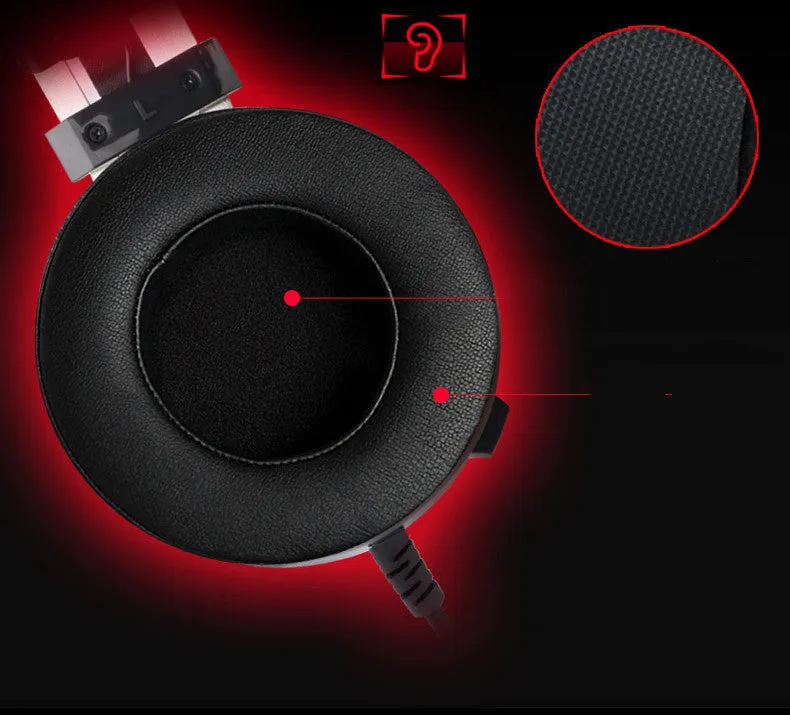 Black wired computer gaming headset with 3.5mm plug and 2 metre cable