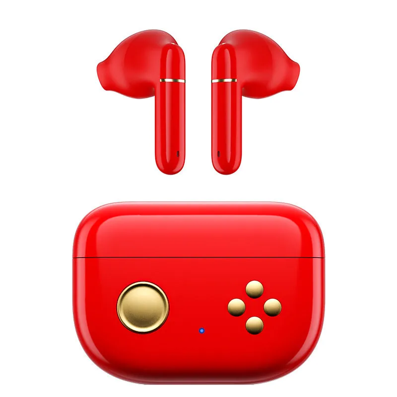 Private mode noise reduction wireless Bluetooth headset with charging case in black, multicolor, red, and white options