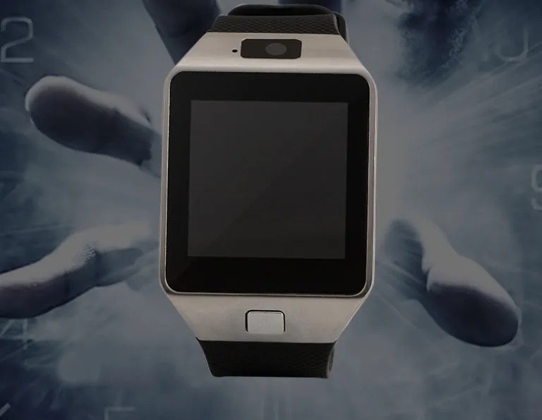 DZ09 smart watch phone with 1.56 inch TFT display and stainless steel finish, GSM four-band calling