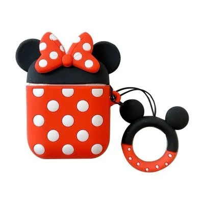 Silicone back cover case for AirPods 1 and 2 with cartoon wave point design in blue