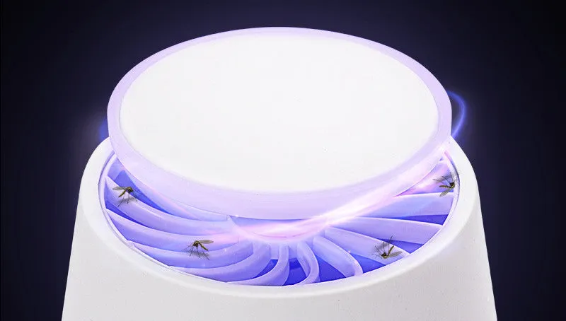 Ivory white photocatalyst mosquito lamp with USB cable, LED light and fan, 5W indoor insect killer for home or office