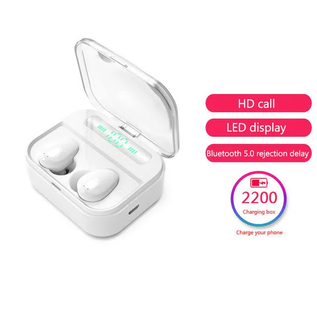 Wireless Bluetooth earphone earbuds with voice control in black and white colours