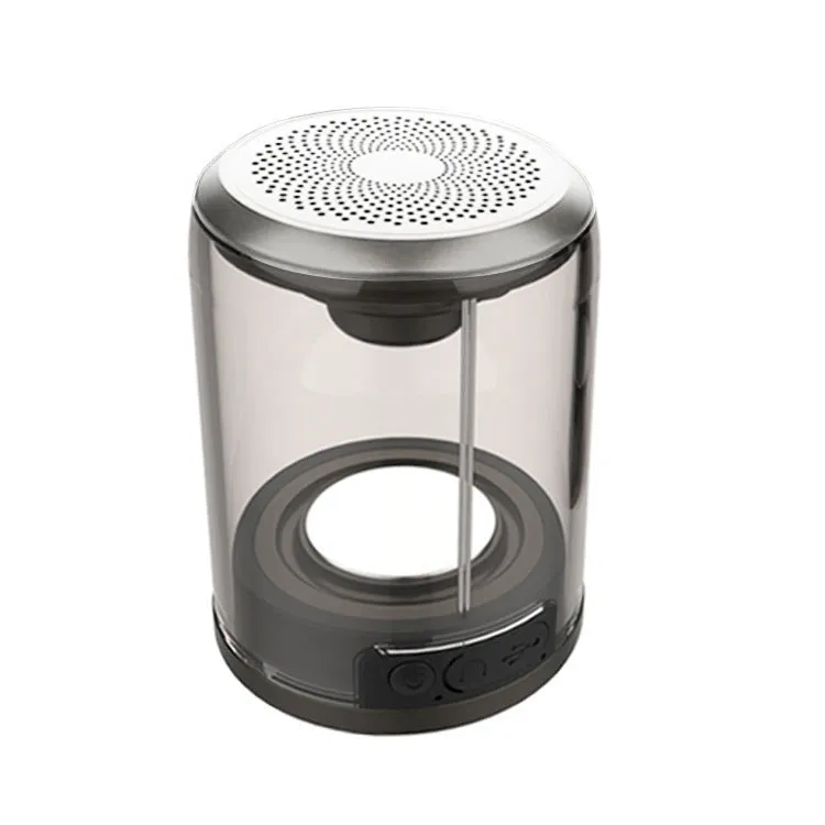 Transparent Bluetooth speaker with dual-radiation bass, magnetic suction cup, 65x80mm, black finish