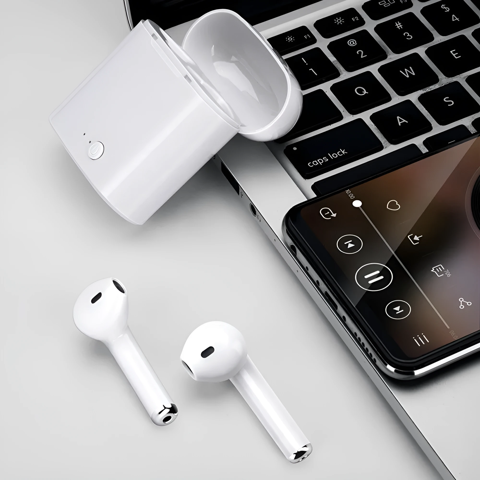 Universal black Bluetooth wireless headphones semi-in-ear gaming headset plastic construction plain design