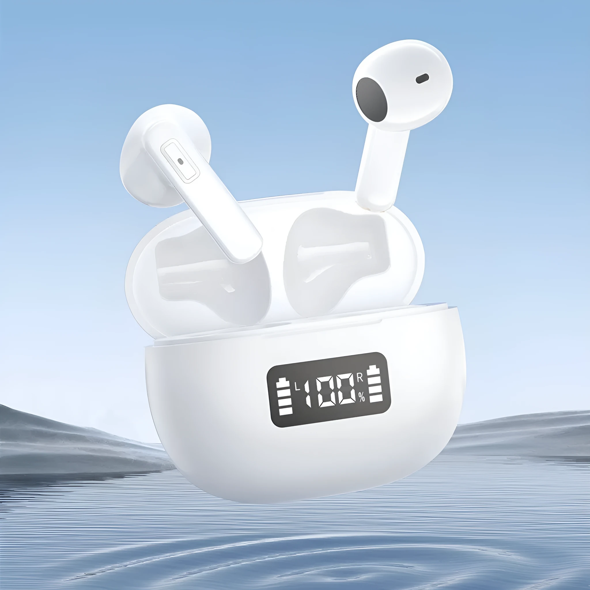 Plastic Bluetooth headset in-ear with digital display, ENC noise reduction, waterproof, black version