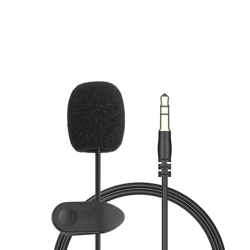 Apple-compatible lavalier clip microphone and wired in-ear earphones with 1.5m cable.