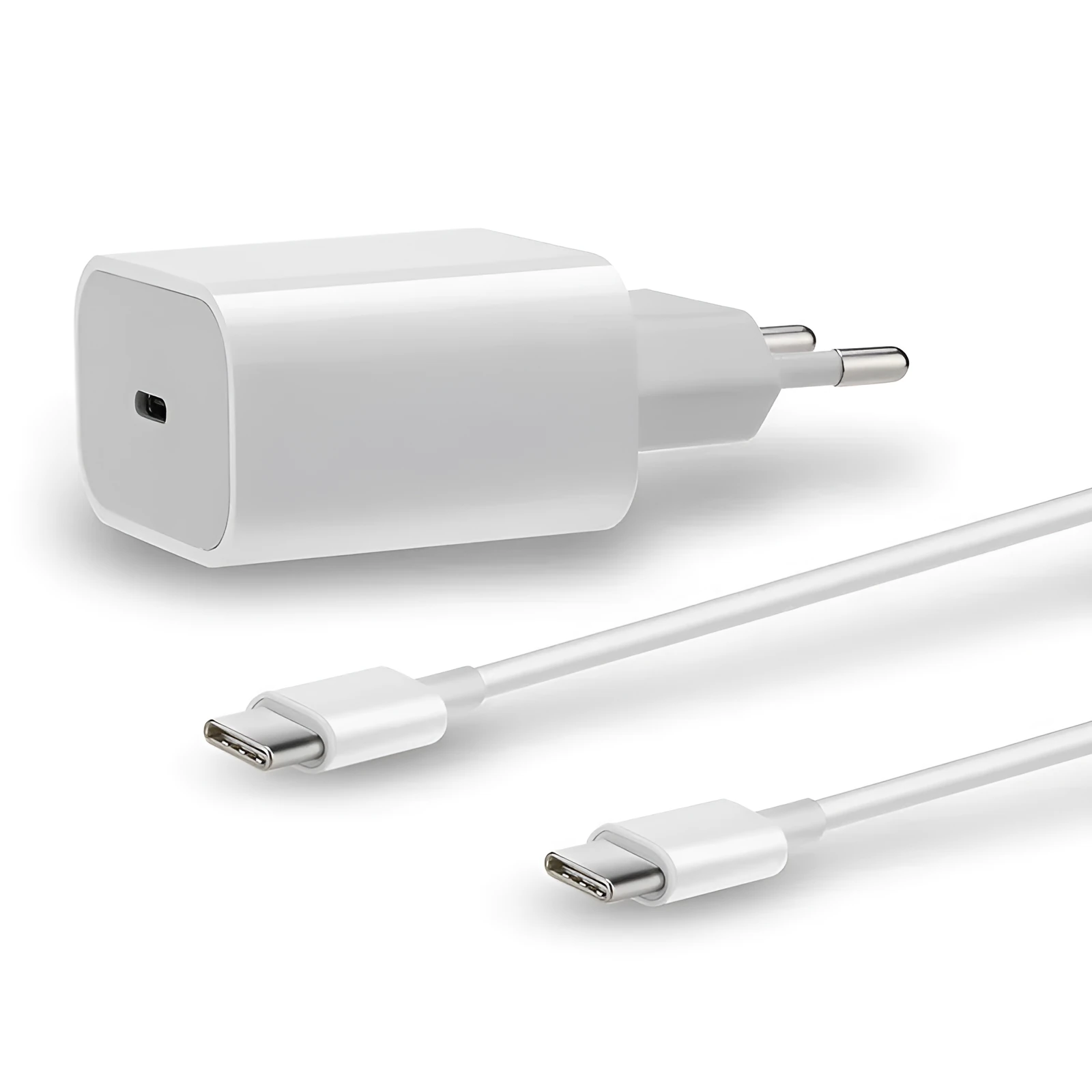 Original 20W USB-C EU travel charger with white casing and EU plug for fast charging