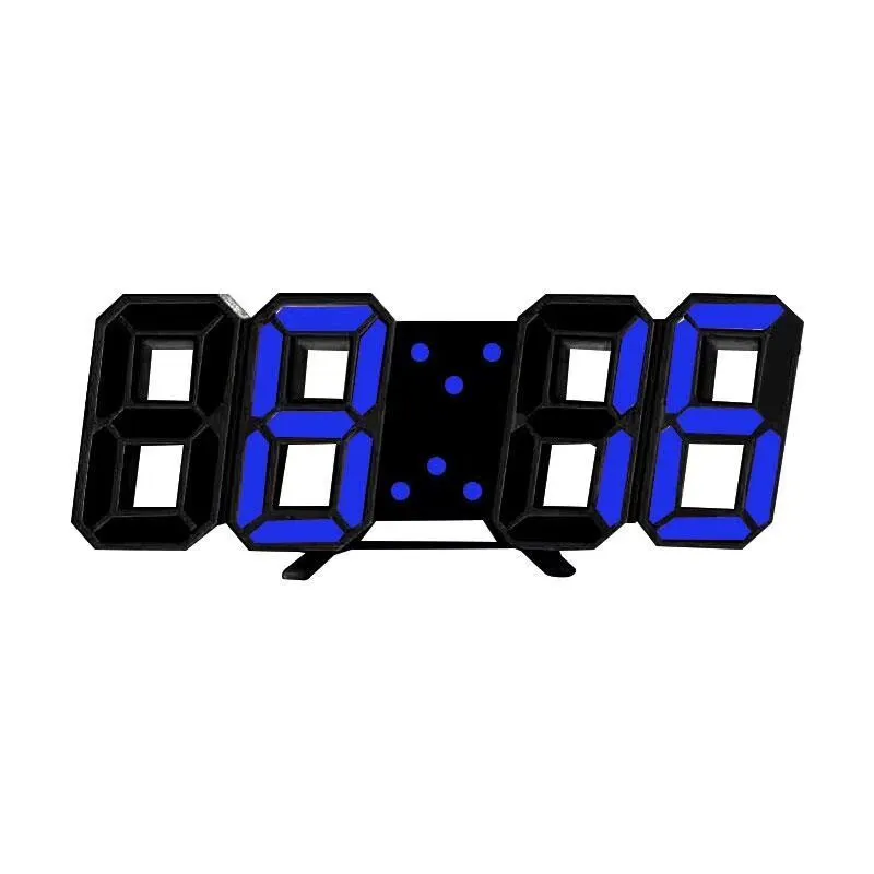 3D luminous LED digital wall clock with USB power, white plastic body, simple design