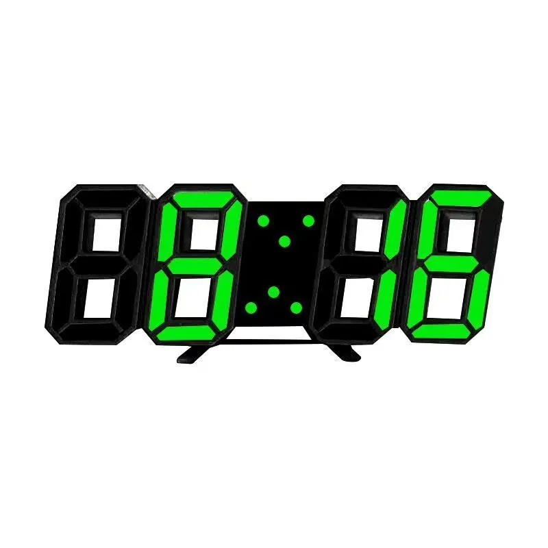 3D luminous LED digital wall clock with USB power, white plastic body, simple design