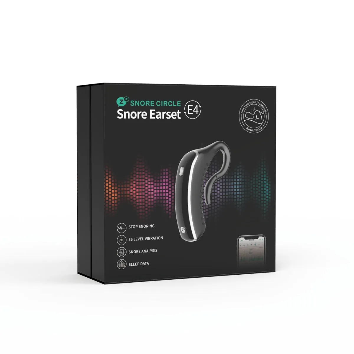Black smart earset anti-snoring device with bone conduction and adaptive vibration