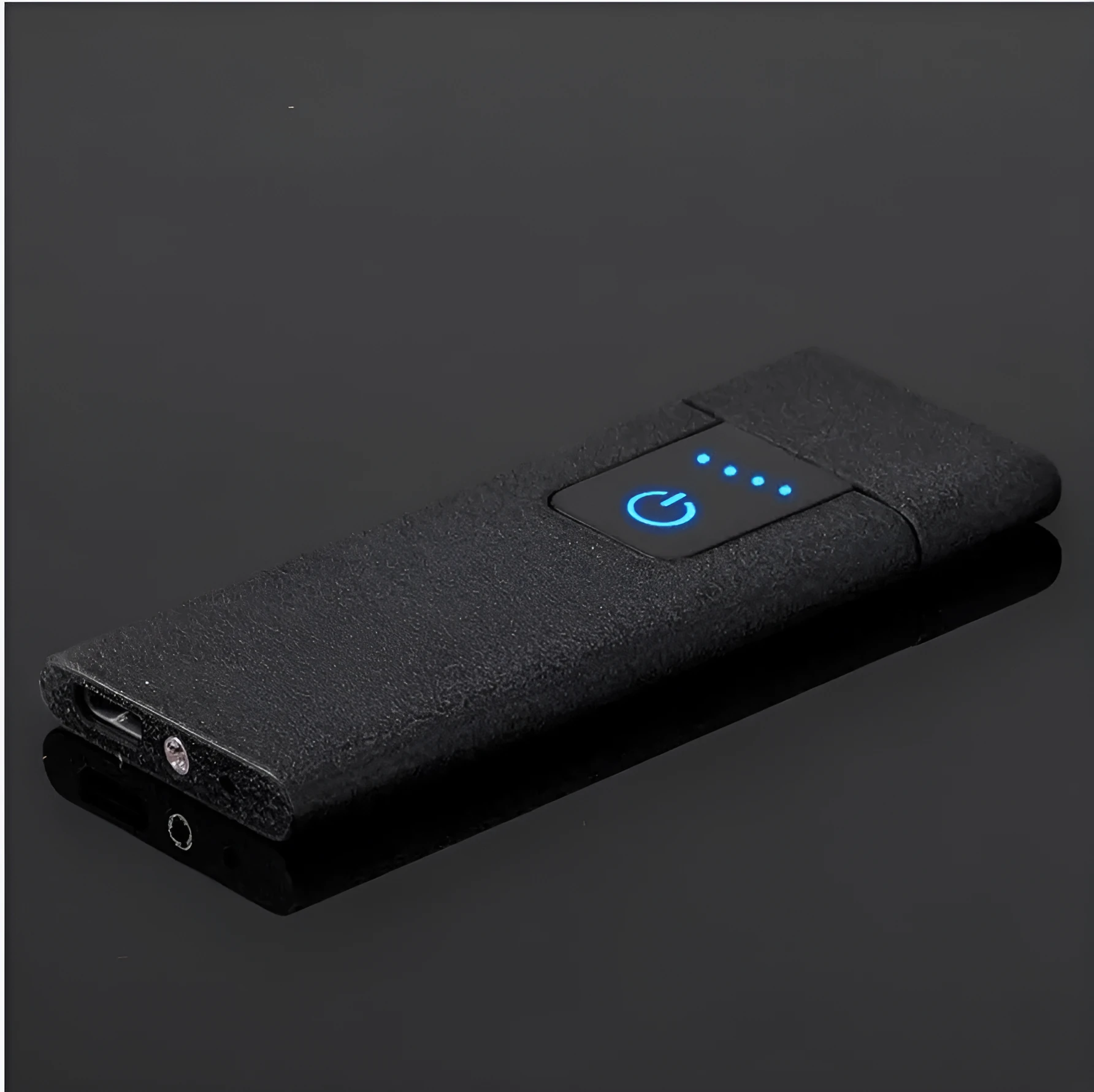 Ultra-thin USB rechargeable lighter with electric tungsten wire ignition in black finish