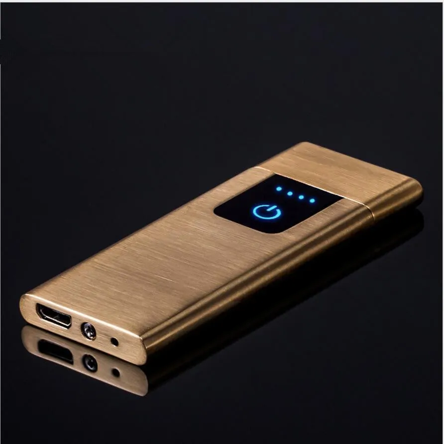 Ultra-thin USB rechargeable lighter with electric tungsten wire ignition in black finish