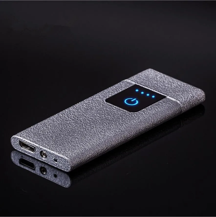 Ultra-thin USB rechargeable lighter with electric tungsten wire ignition in black finish
