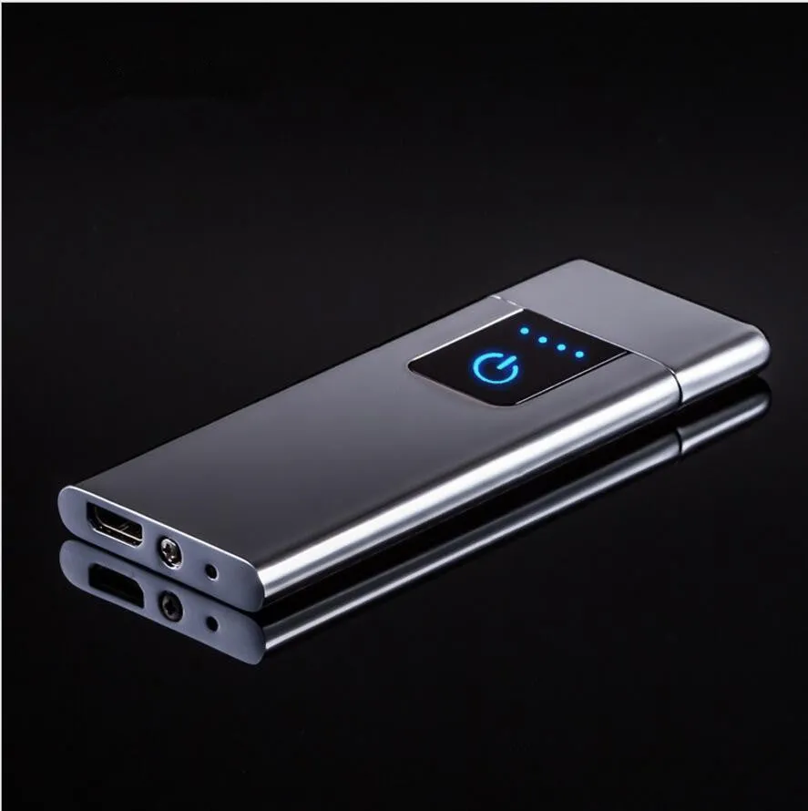Ultra-thin USB rechargeable lighter with electric tungsten wire ignition in black finish