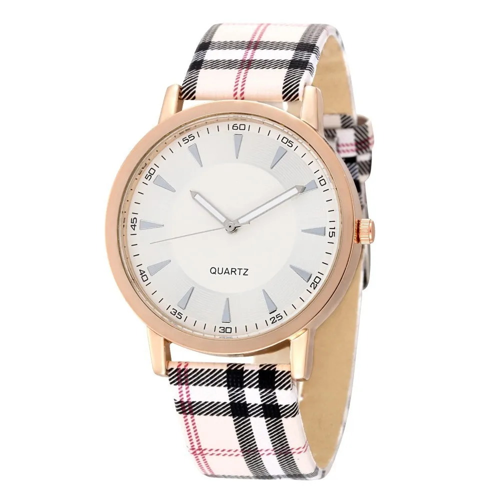 Women's fashion belt watch with round dial, leather strap, gold black colour, stainless steel case
