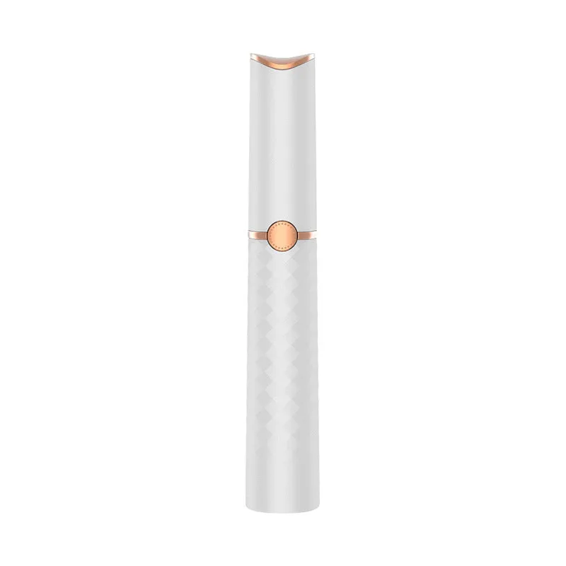 White electric eyebrow trimmer with LED light, USB rechargeable, waterproof, portable facial hair remover for women