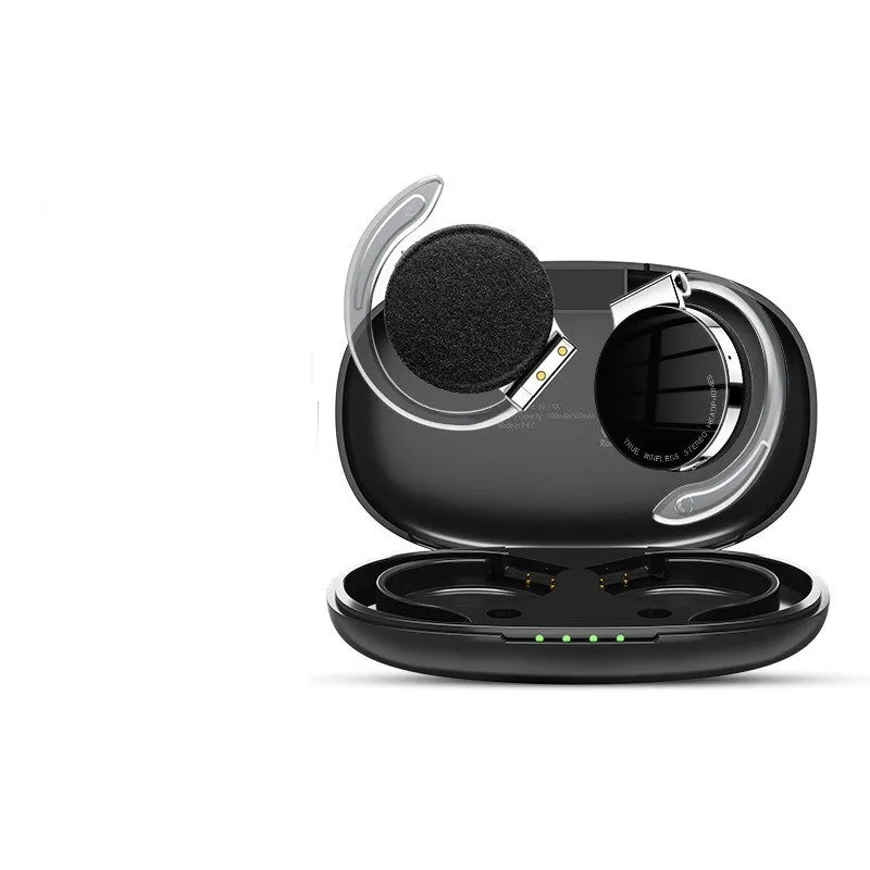 Black and white wireless Bluetooth sports earphones with bilateral stereo design