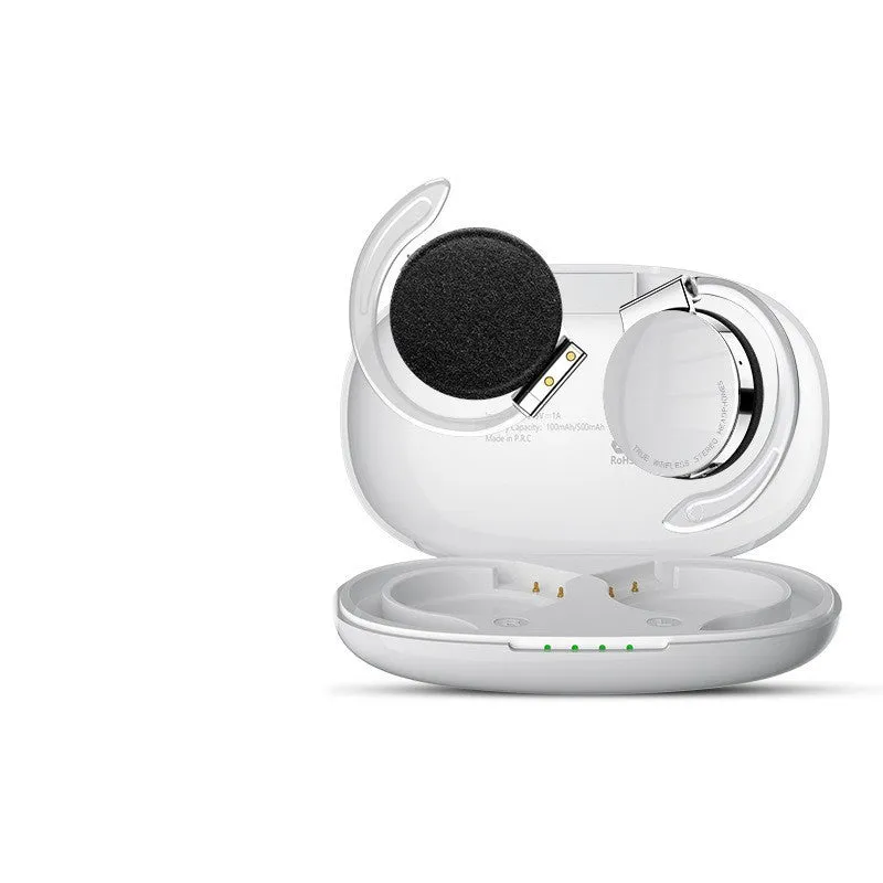 Black and white wireless Bluetooth sports earphones with bilateral stereo design
