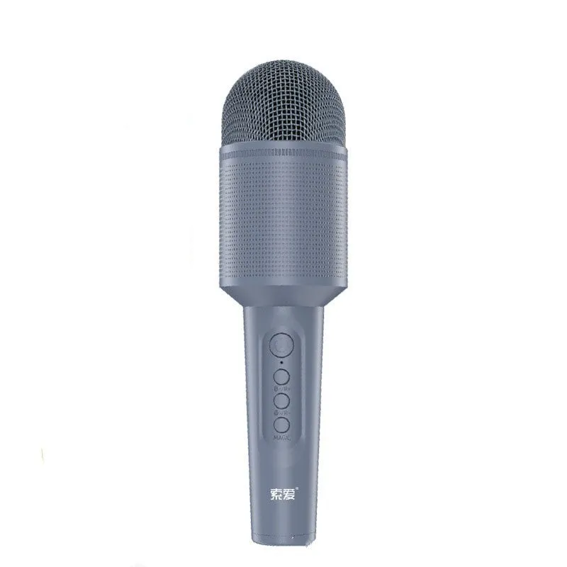 Wireless Bluetooth karaoke microphone in pink, blue, and green colour options.