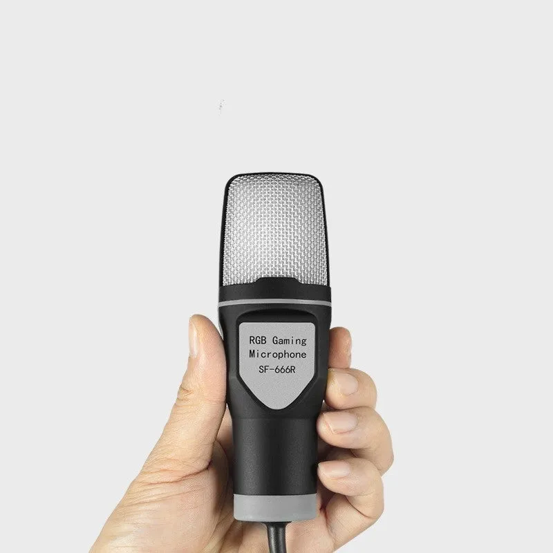 SF-666R black desktop microphone with bracket and spray screen on a desk