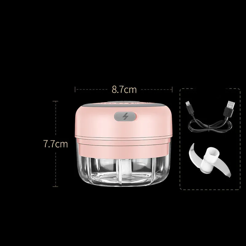 Wireless mini baby food processor in pink with USB charging, 304 stainless steel blade, 100ml or 250ml capacity