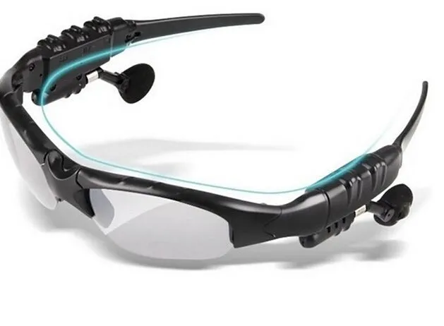 Oval frame Bluetooth sunglasses headset in sporty style with USB charging, available with gray or polarised lenses