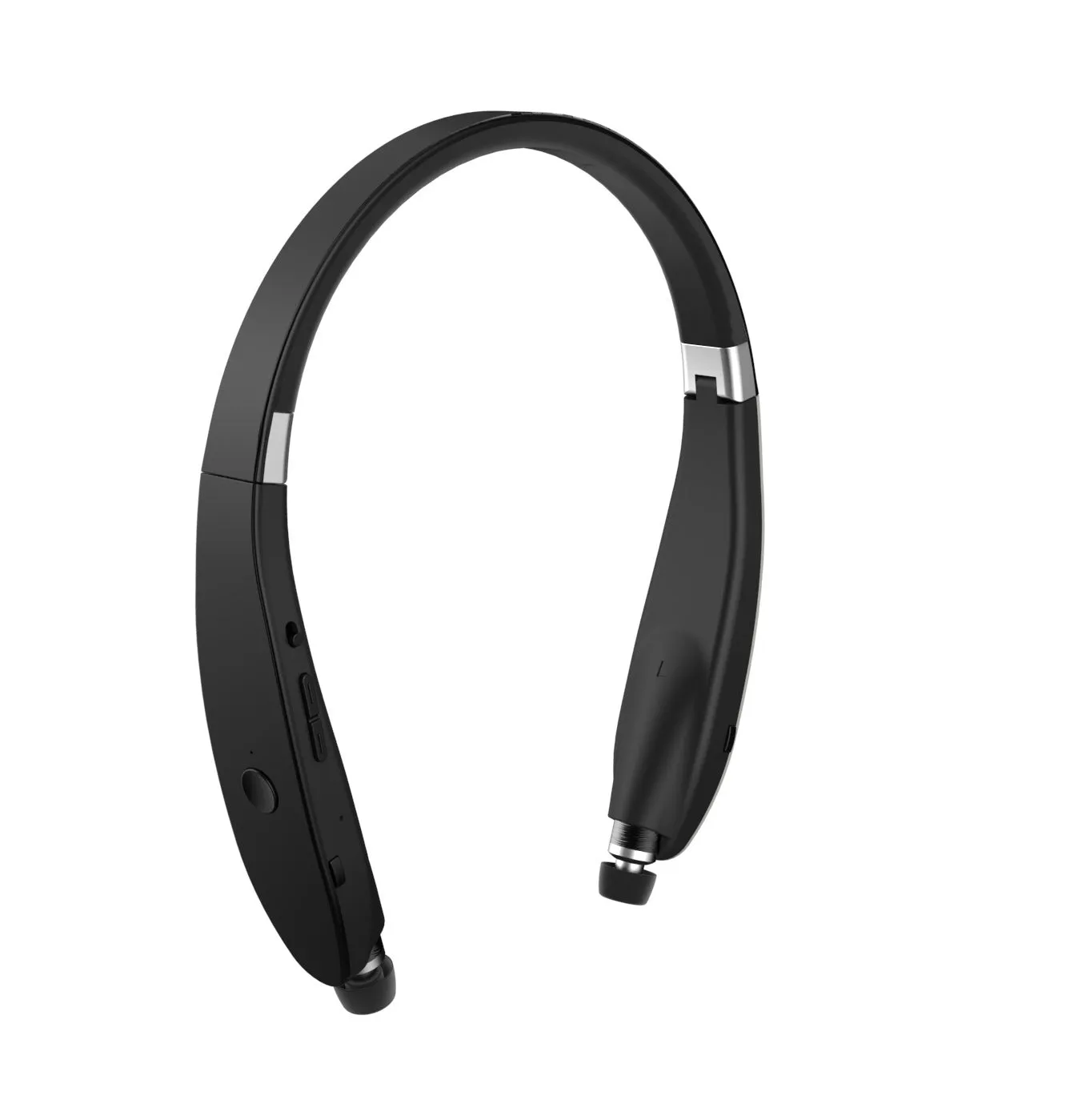 SX991 Wireless Retractable Earbuds in black with neck-hanging design and battery display