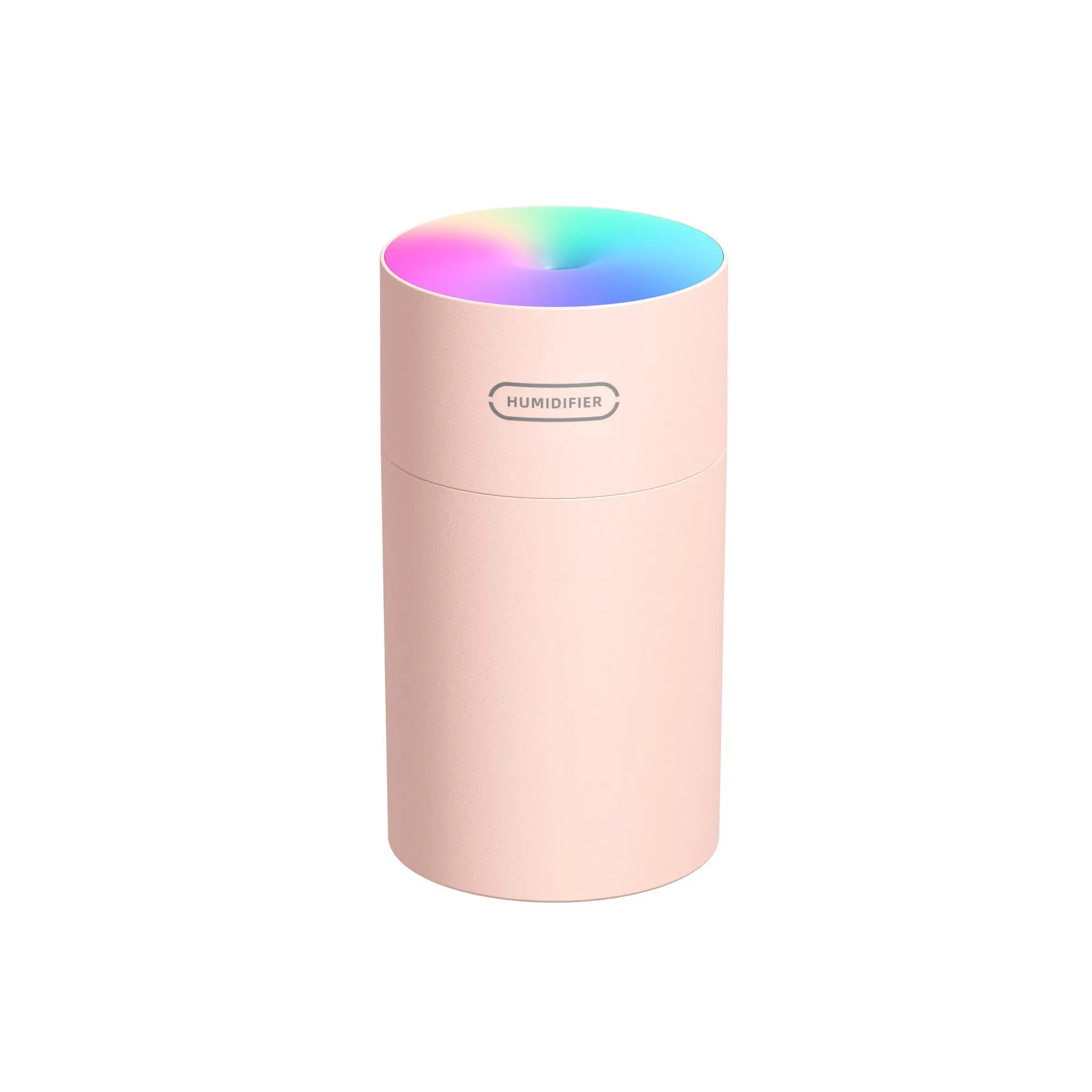Mini USB humidifier round shape 270ml pink grey white with colourful light and timer