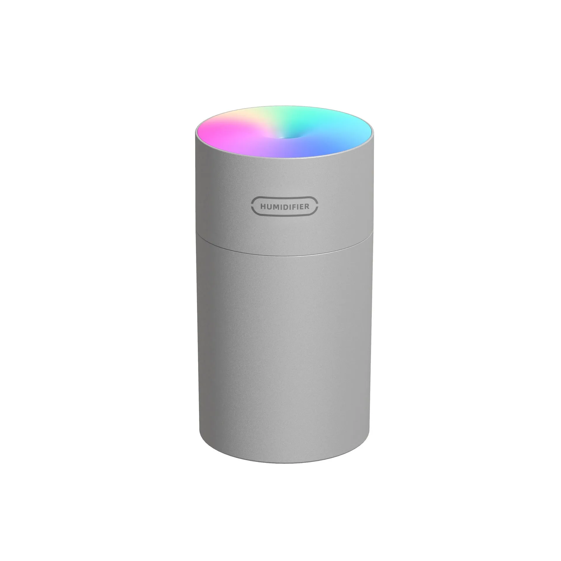 Mini USB humidifier round shape 270ml pink grey white with colourful light and timer