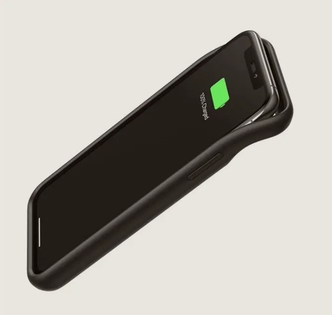 iPhone 11 battery case with 5000mAh clip-on external charger in black