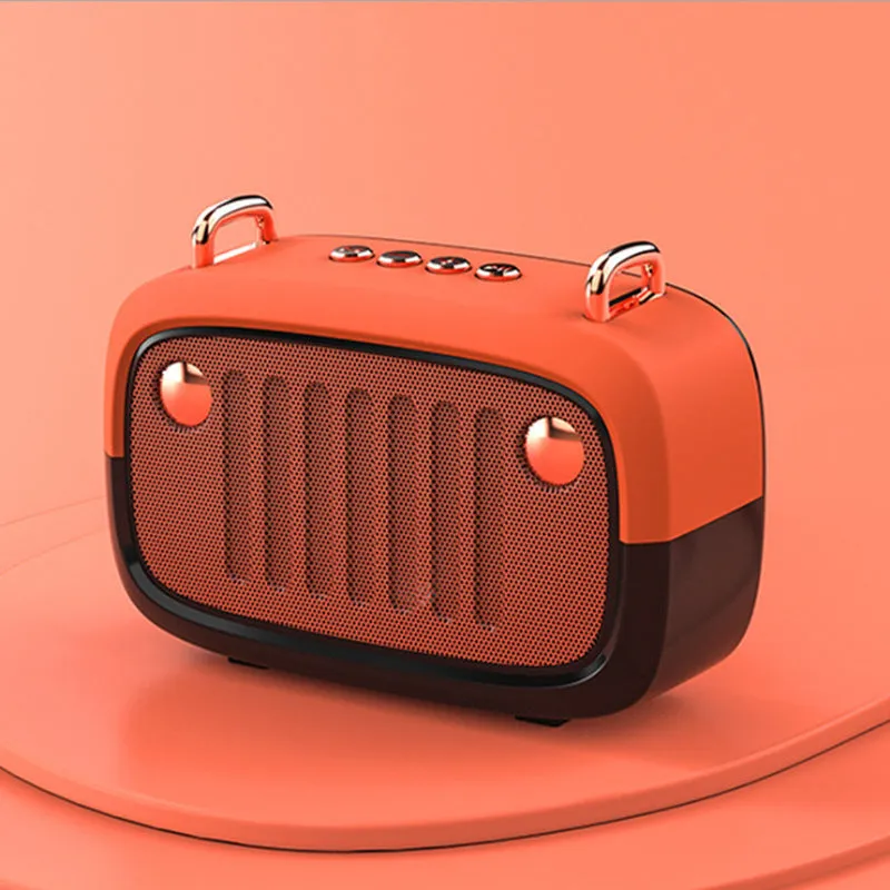 Compact rectangular portable Bluetooth speaker in multiple colours showing USB port and control buttons.