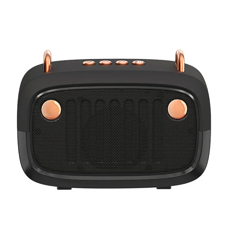 Compact rectangular portable Bluetooth speaker in multiple colours showing USB port and control buttons.
