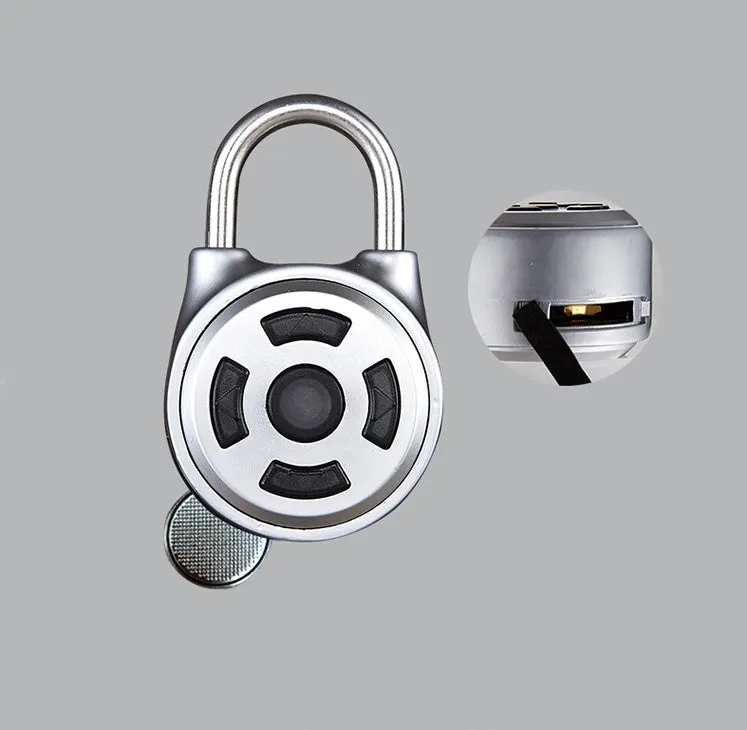 Silver smart padlock with Bluetooth and direction button password lock for luggage and lockers