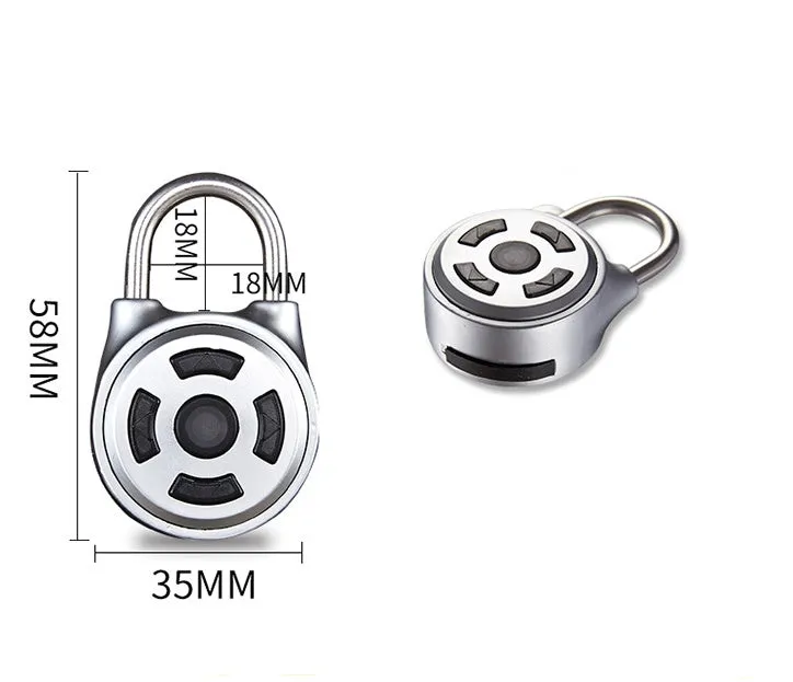 Silver smart padlock with Bluetooth and direction button password lock for luggage and lockers