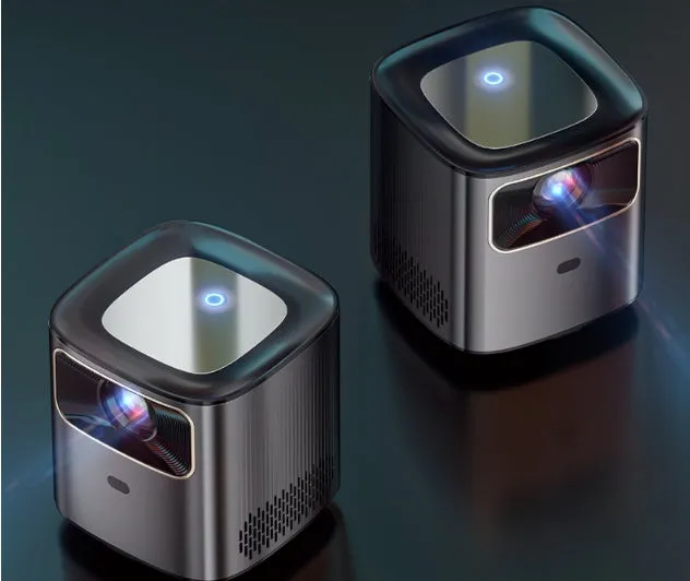 Mini home HD portable projector in gun colour with 1080p resolution and 190ANSI brightness