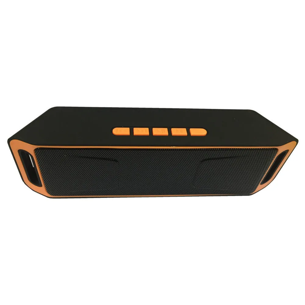 SC208 black rectangular Bluetooth speaker with iron mesh grille and silicone base