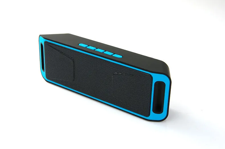 SC208 black rectangular Bluetooth speaker with iron mesh grille and silicone base