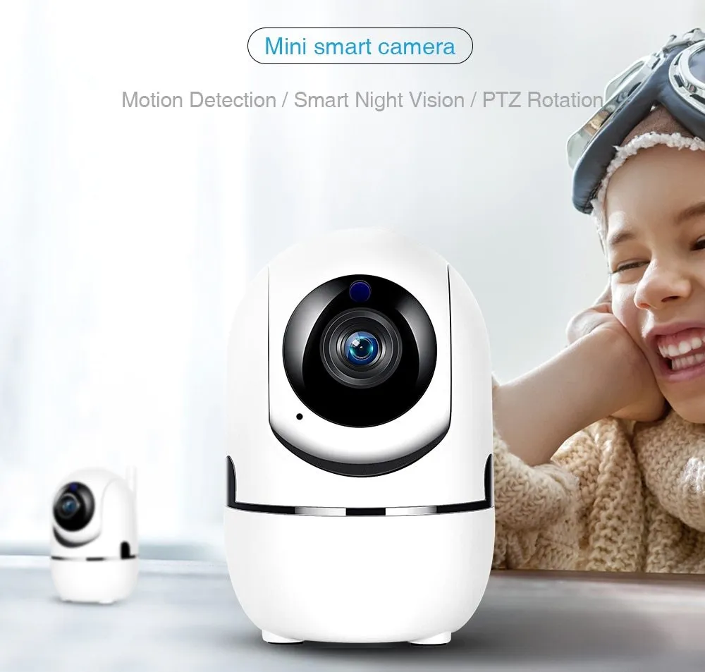 White mini spy camera 1080P hidden nanny cam with motion detection and night vision for indoor security