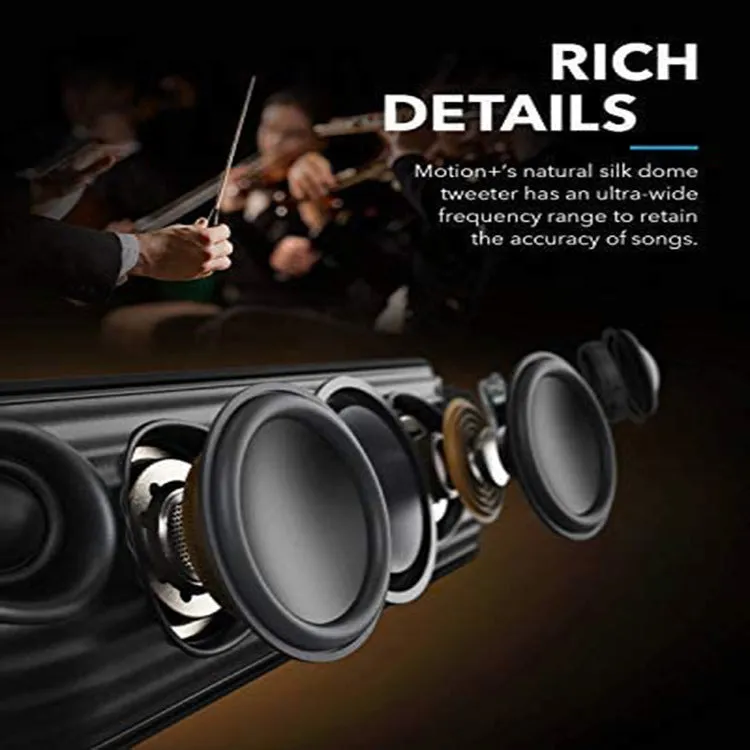 Black subwoofer Bluetooth speaker with 5.1 channel surround sound and 30W output