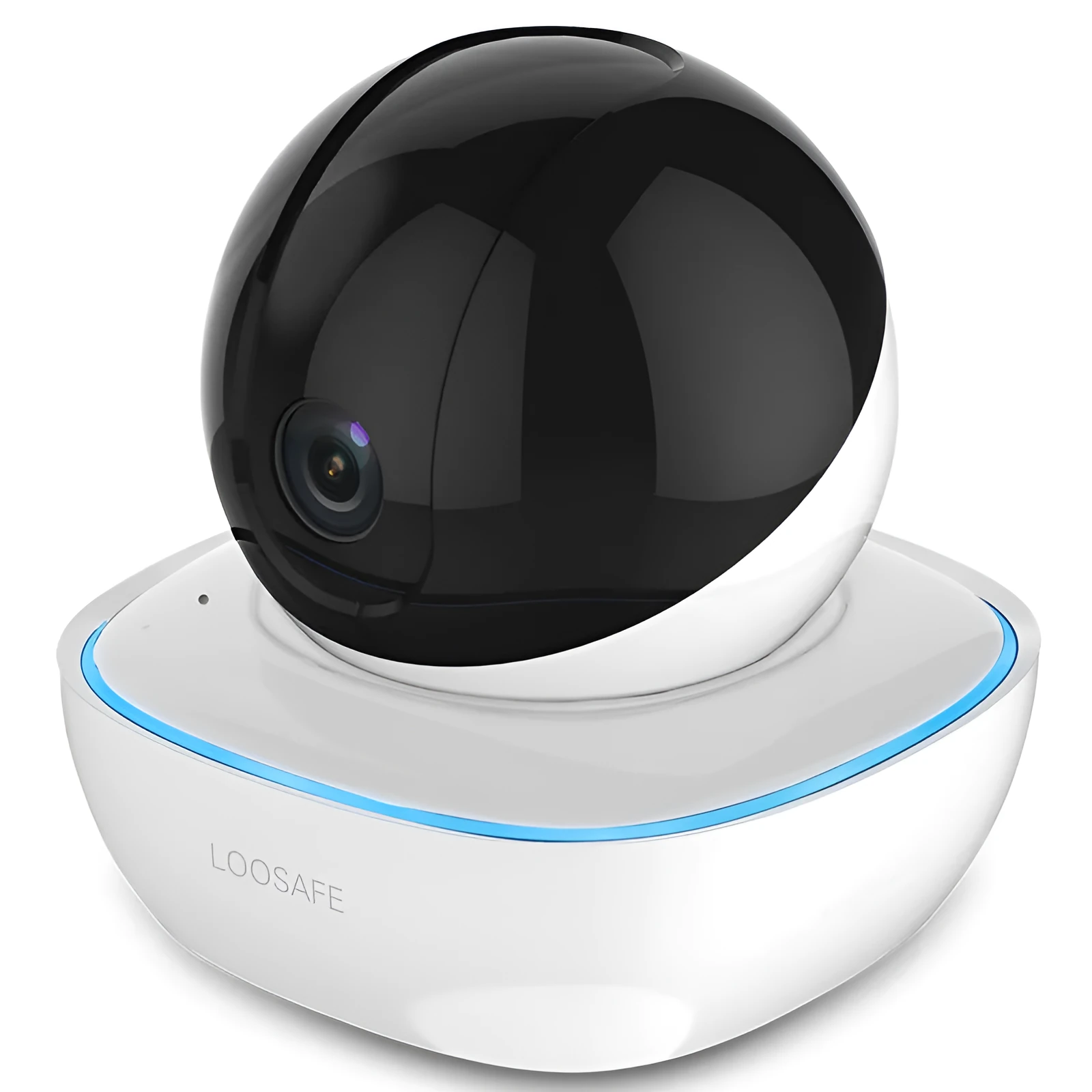 Wireless 1080p indoor dome surveillance camera with infrared night vision and PTZ control mounted on a white ceiling