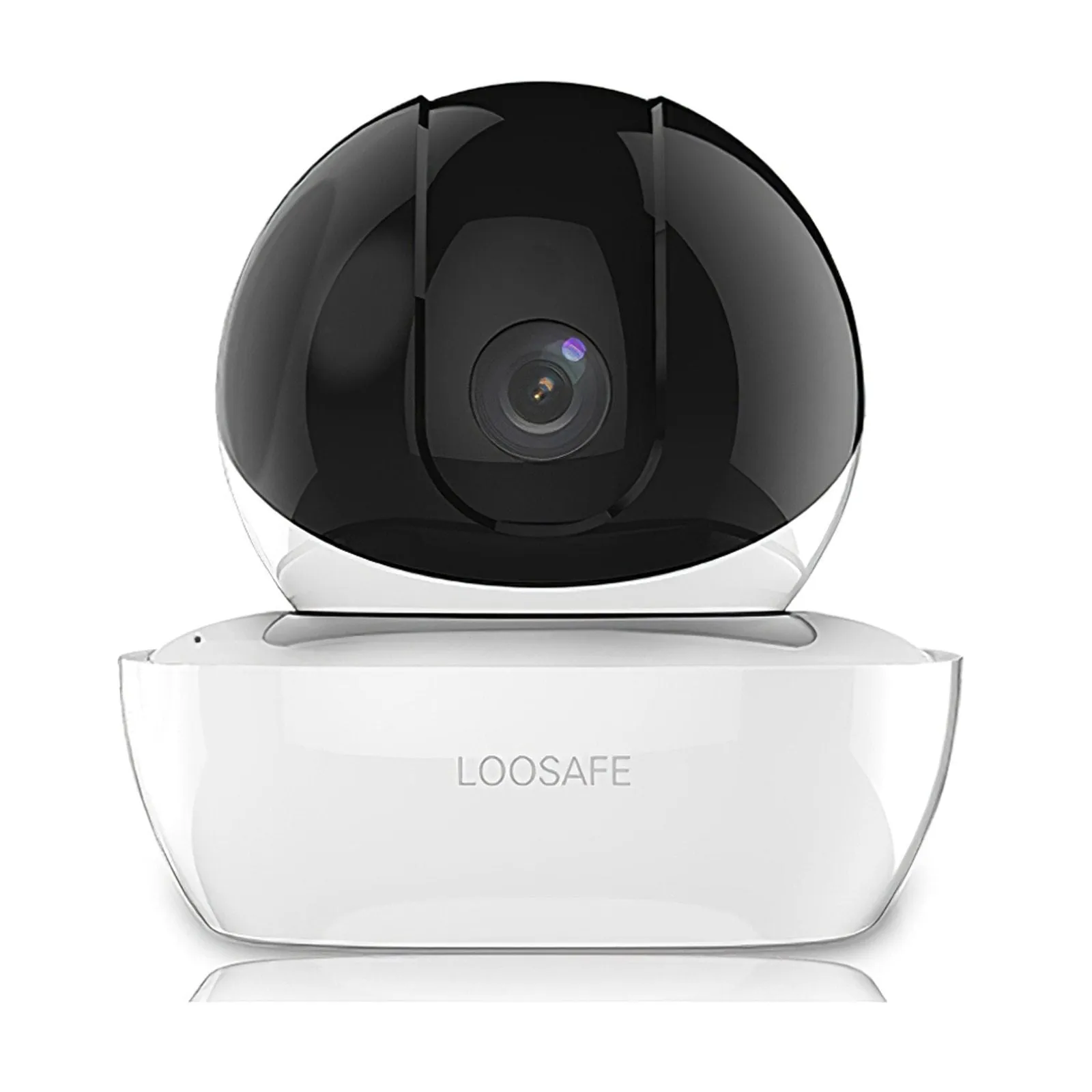 Wireless 1080p indoor dome surveillance camera with infrared night vision and PTZ control mounted on a white ceiling