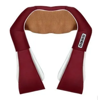 U-shaped car and home shiatsu massager with 8 carbon fibre heads and infrared heating in beige colour