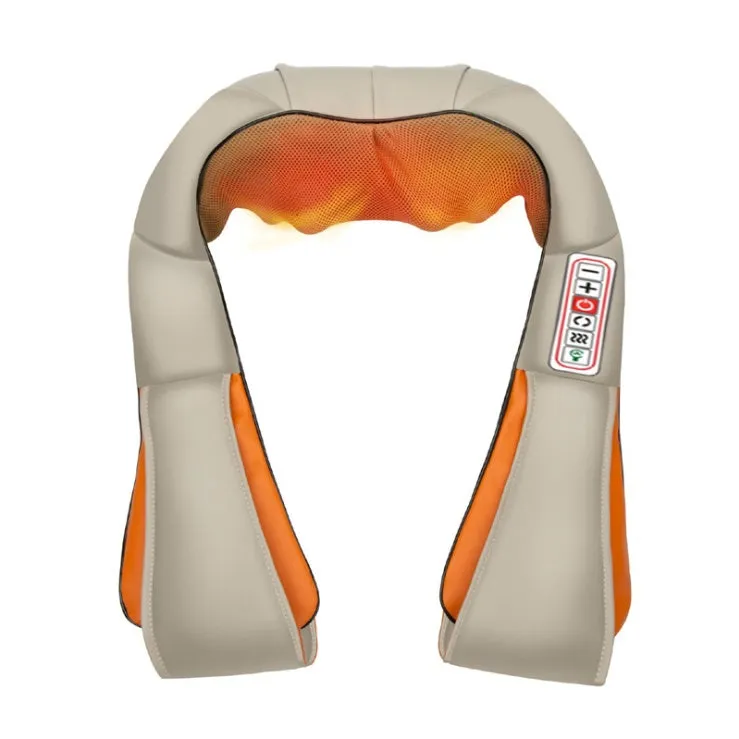 U-shaped car and home shiatsu massager with 8 carbon fibre heads and infrared heating in beige colour