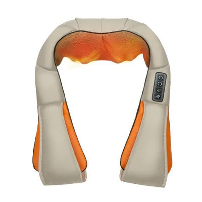 U-shaped car and home shiatsu massager with 8 carbon fibre heads and infrared heating in beige colour