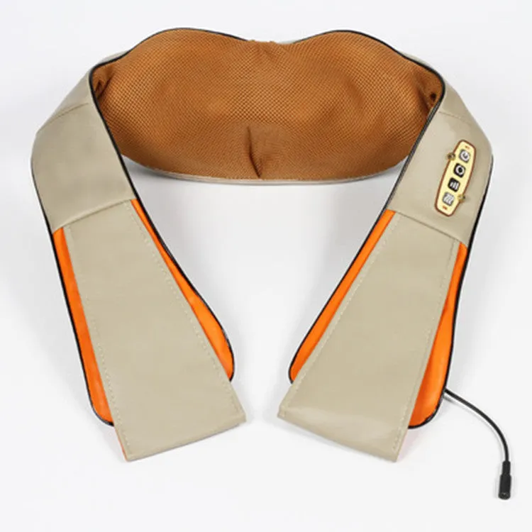 U-shaped car and home shiatsu massager with 8 carbon fibre heads and infrared heating in beige colour